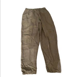Flax by Jeanne Englehart 100% Linen elastic waist pants